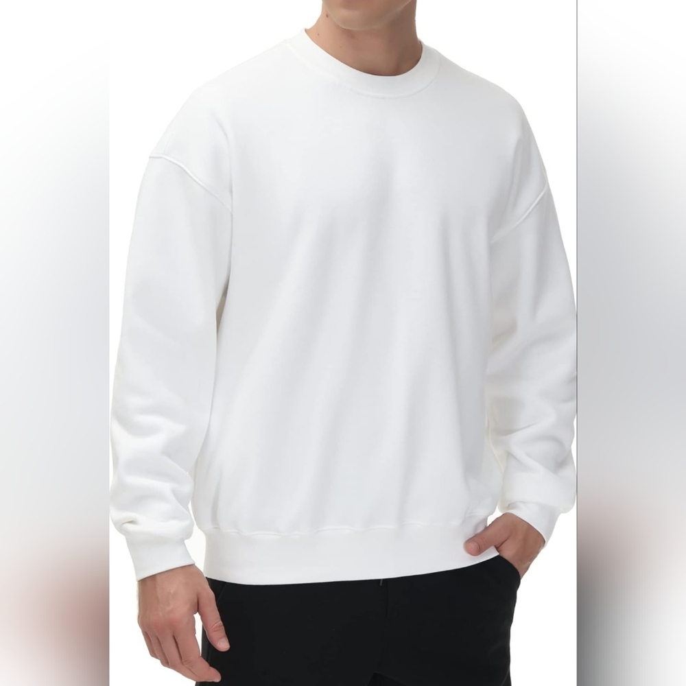 Size Small Men's Fleece Crewneck Sweatshirt Thick Loose Fit Soft Basic Pullover